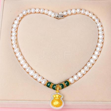 Natural Freshwater Pearl Beaded Necklaces for Women WGE4EAE-22-1