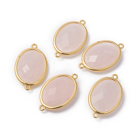 Golden Tone Brass Rose Quartz Links X-G-F339-A08-1