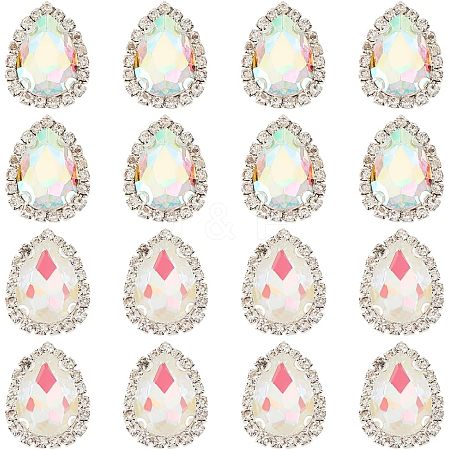 Olycraft 16Pcs 2 Colors Sew on Rhinestone GLAA-OC0001-28-1