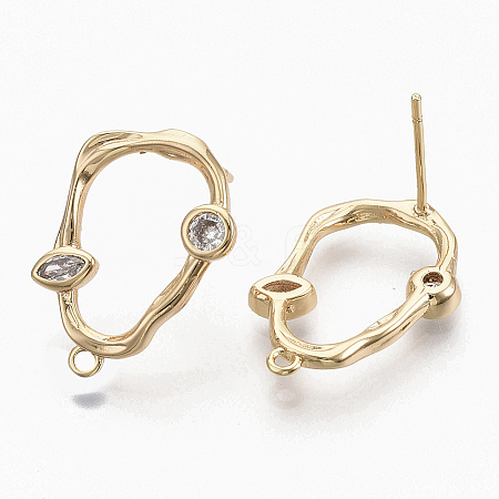 Brass Cubic Zirconia Stud Earring Findings KK-S354-229-NF-1