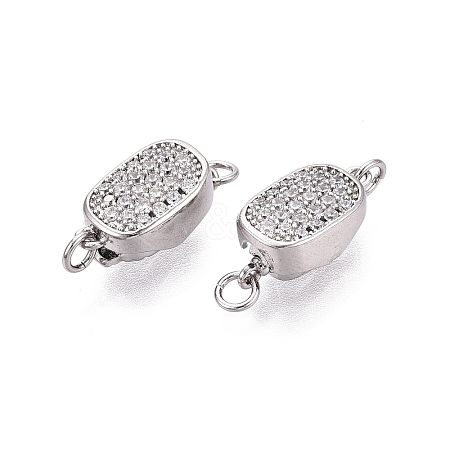 Brass Micro Pave Clear Cubic Zirconia Box Clasps KK-Q074-04P-1