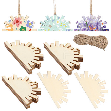 CHGCRAFT 26Pcs Unfinished Wood Slices DIY-CA0006-32-1