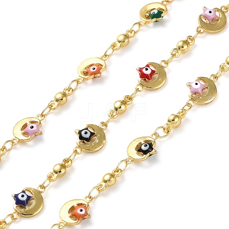 Evil Eyes Theme Brass Enamel Link Chains CHC-Q013-04G-1