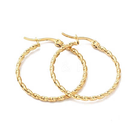 PVD Vacuum Plating 201 Stainless Steel Twist Rope Hoop Earrings with 304 Stainless Steel Pins for Women EJEW-D279-03G-02-1