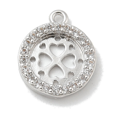 Rack Plating Brass Micro Pave Clear Cubic Zirconia Pendant Cabochon Setttings LS-KK-L224-048P-1