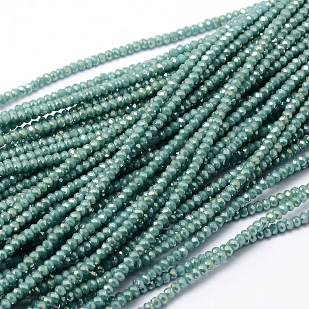 Faceted Rondelle Full Rainbow Plated Electroplate Glass Beads Strands X-EGLA-M004-2mm-A15-1
