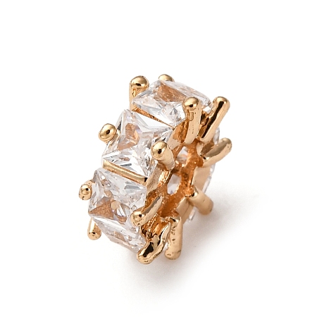 Brass Micro Pave Clear Cubic Zirconia Beads KK-D378-24G-02-1