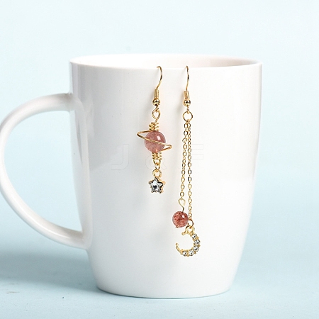 Strawberry Quartz Dangle Earrings PW-WG4860F-04-1