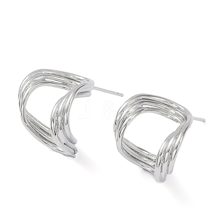 Brass Twist Wave Stud Earrings KK-C031-32P-1