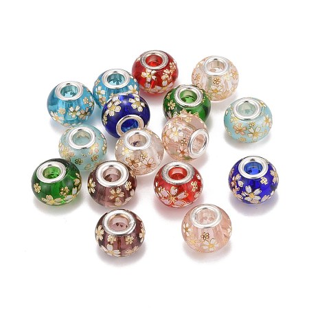  16Pcs 8 Colors Glass European Beads GPDL-NB0001-09-1
