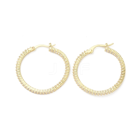 Circle Ring Rack Plating Brass Cubic Zirconia Hoop Earrings for Women EJEW-K245-18G-1