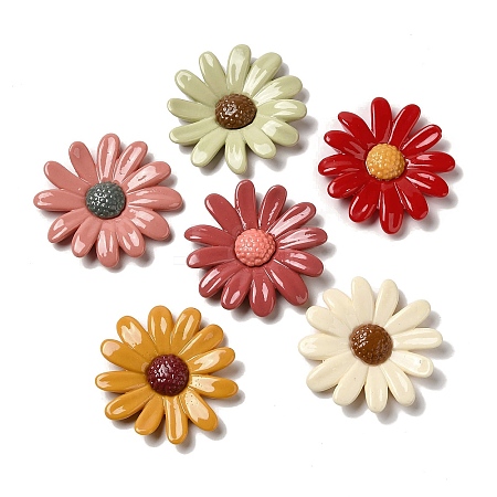 Opaque Resin Flower Decoden Cabochons CRES-B019-02-1