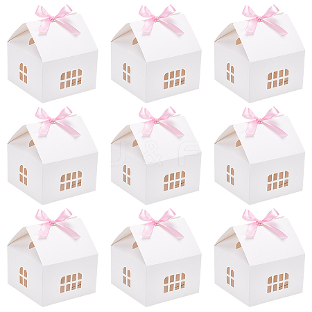 House Shape Paper Jewelry Storage Gift Box CON-WH0088-68-1