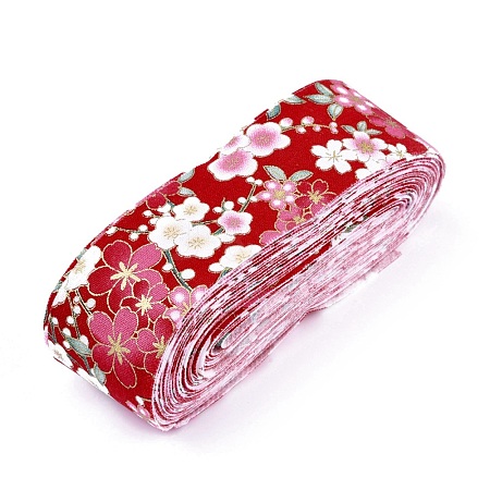 Japanese Kimono Style Floral Cotton Ribbon OCOR-I008-01B-10-1