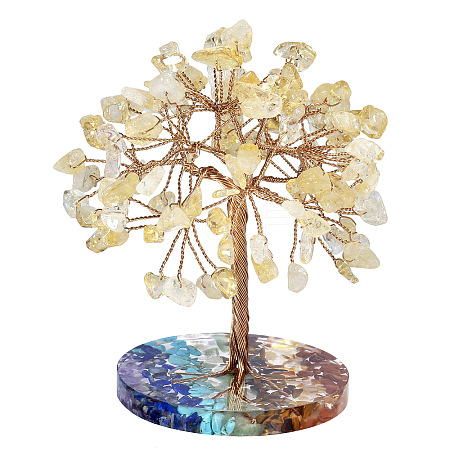 Natural Citrine Chips Tree of Life Decorations PW-WG52040-03-1