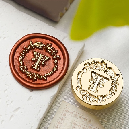 Golden Tone Wax Seal Brass Stamp Head DIY-B079-01G-T-1