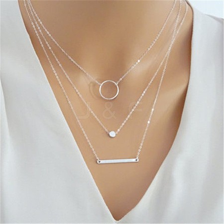 Alloy 3 Layer Necklaces for Women WG4F518-02-1