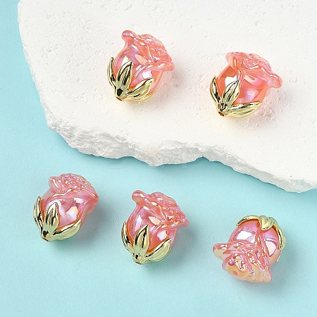 5Pcs UV Plating Transparent Acrylic Beads MACR-YW0004-28J-1