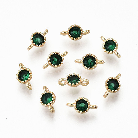 Brass Micro Pave Green Cubic Zirconia Links Connectors KK-T063-58G-NF-1