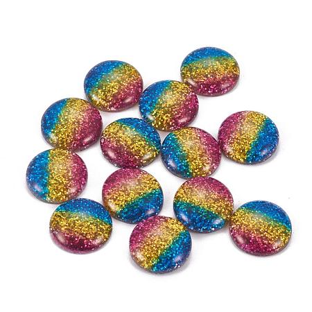 Rainbow Resin Cabochons CRES-Q197-49-1