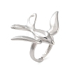 Brass Bird Open Cuff Ring for Women RJEW-C102-05P-1