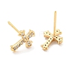 Brass with Micro Pave Cubic Zirconia Stud Earrings EJEW-L211-013G-2