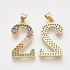 Brass Cubic Zirconia Pendants ZIRC-S062-01B-2-2