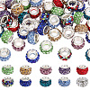 50Pcs 10 Colors Handmade Polymer Clay Rhinestone European Large Hole Beads with Silver Color Plated Brass Cores FPDL-PA0001-03-1