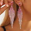Brass Rhinestone Tassel Stud Earrings FS-WGD4A64-04-2