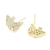 Brass Micro Pave Clear Cubic Zirconia Studs Earring for Women EJEW-S217-C05-2