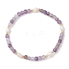 Natural Amethyst Cube Beads Stretch Bracelets for Women BJEW-JB13176-03-2