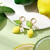 Resin Lemon Leverback Earrings EJEW-JE06163-2