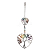 7 Chakra Heart Tree of Life Brass & Natural & Synthetic Gemstone Beads Hanging Ornament G-H359-01R-01-2