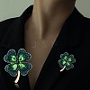 Cubic Zirconia Clover Brooch Pin JBR105A-7