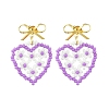 Heart Handmade Glass Seed Beads Dangle Stud Earrings EJEW-MZ00369-03-2