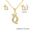 Brass Micro Pave Clear Cubic Zirconia Pendant Necklaces & Stud Earrings Sets FS-WG8C370-17-1