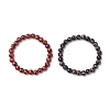 2Pcs Round Baking Paint Drawbench Style Glass Beaded Stretch Bracelet Sets BJEW-JB12652-1