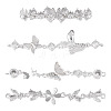 4Pcs 4 Styles Brass Pave Clear Cubic Zirconia Flower Butterfly Connector Charms KK-TA0008-72S-1