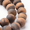Frosted Round Natural Tiger Eye Bead Strands G-J346-15-12mm-1