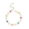 Brass Enamel Clover Link Chain Bracelets BJEW-JB13025-3