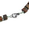 Natural Unakite Hexagon Prism Graduated Beaded Necklaces for Women Men NJEW-K388-03W-3