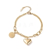 Heart & Flat Round Stainless Steel Charm Bracelet for Women STAS-P304-30G-1