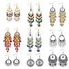 9Pairs 9 Style Horse Eye & Ring & Coin Chandelier Earrings EJEW-SW00010-1