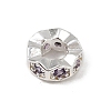 Wave Edge Rondelle Rack Plating Brass Cubic Zirconia European Beads KK-L236-12S-2