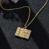 Brass Cross Bible Book Pendant Necklaces for Women Men NJEW-S438-03G-2