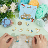 Space Theme Cat Alloy Enamel Pendant Stitch Markers HJEW-AB00519-3