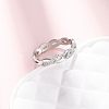 304 Stainless Steel Clear Cubic Zirconia Wave Finger Rings for Women RJEW-Z115-02P-3