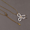 Glass Beaded Bowknot Pendant Necklaces LG8345-3-2