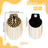 2Pcs Felt & CCB Plastic & Alloy & Iron Curb Chain Tassel Rivet Epaulettes AJEW-GA0010-65G-2