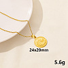 Stainless Steel Flat Round Pendant Necklaces for Women MD4467-6-1